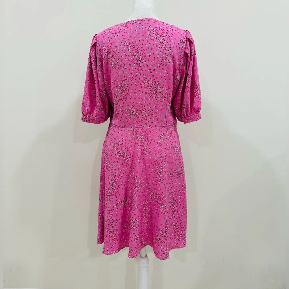 NWT Kate Spade Pink Floral‎ Meadow Wrap Short Sleeve Mini Dress Size 6